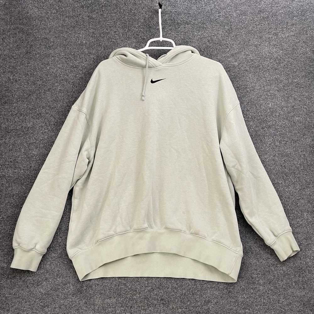 Nike Essentail Hoodie Womens Sz L Green Swoosh Logo Oversized Sportswear DJ7668